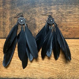 Dream catcher feather earrings